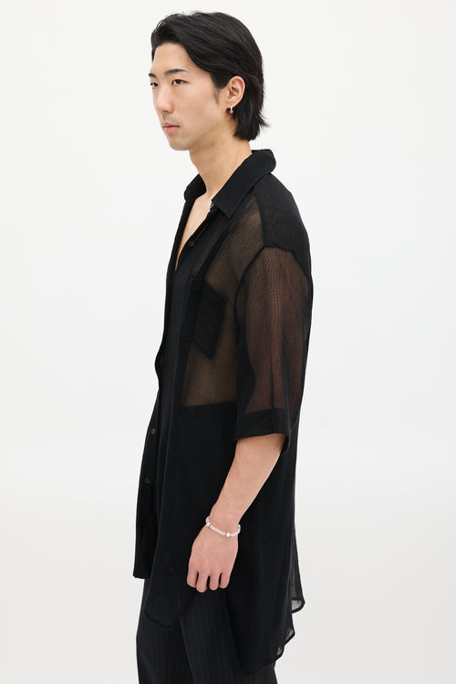 Yang Li Black Sheer Mesh Oversized Shirt