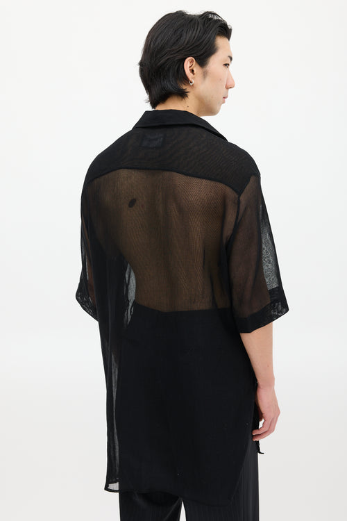 Yang Li Black Sheer Mesh Oversized Shirt