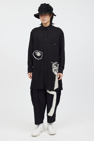 Yohji Yamamoto 2 Piece Black Graphic Co-Ord Set