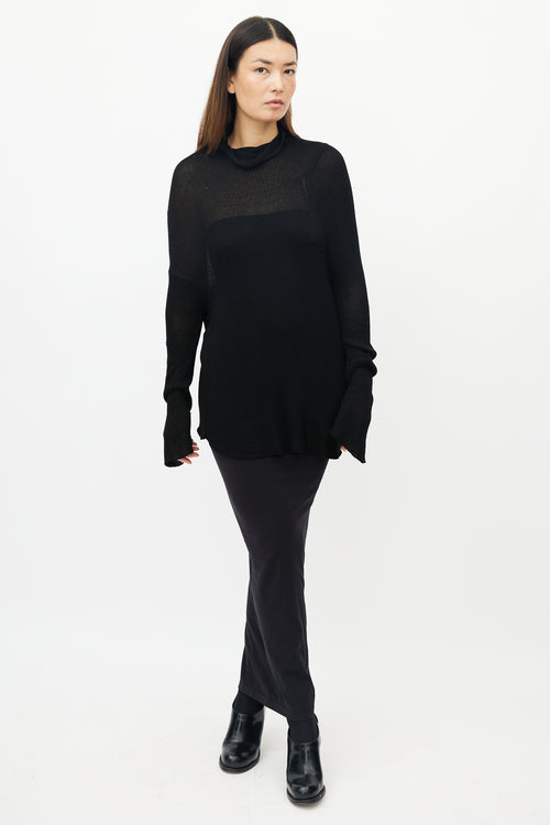 Yohji Yamamoto Black Bamboo Knit Turtleneck