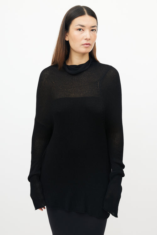 Yohji Yamamoto Black Bamboo Knit Turtleneck