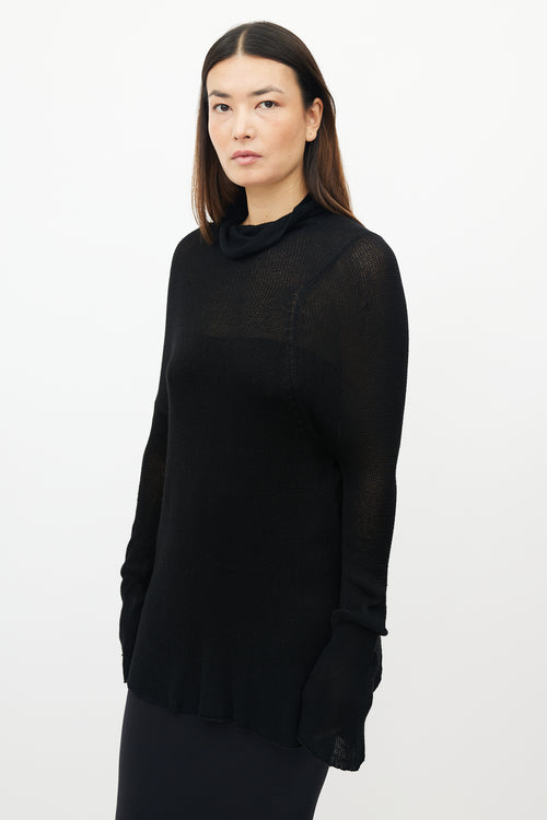 Yohji Yamamoto Black Bamboo Knit Turtleneck