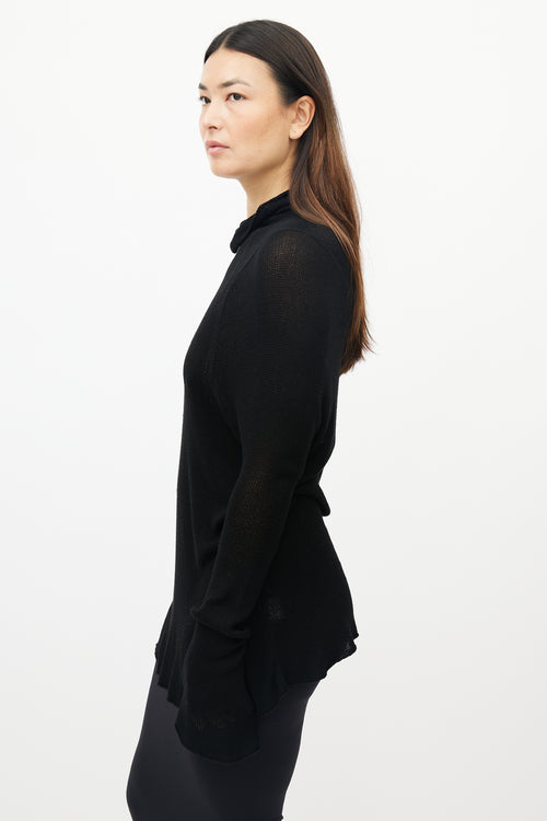 Yohji Yamamoto Black Bamboo Knit Turtleneck