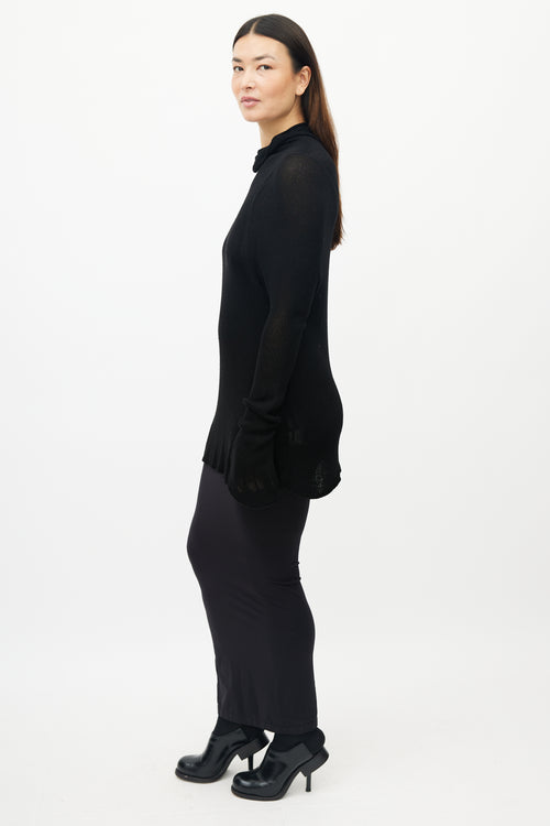 Yohji Yamamoto Black Bamboo Knit Turtleneck