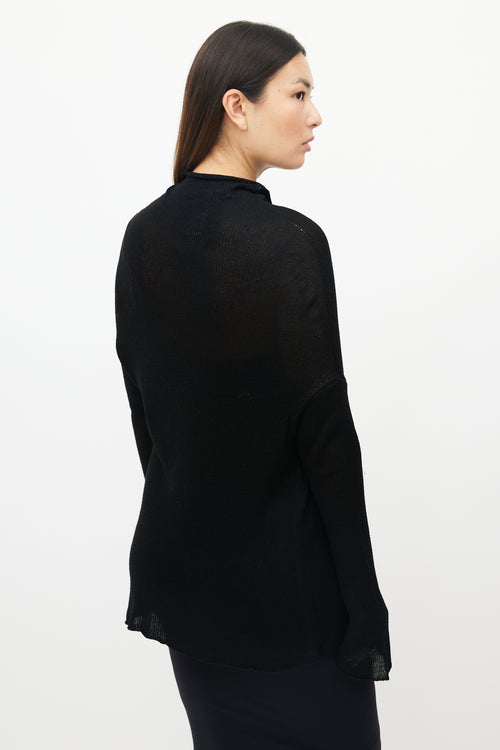 Yohji Yamamoto Black Bamboo Knit Turtleneck