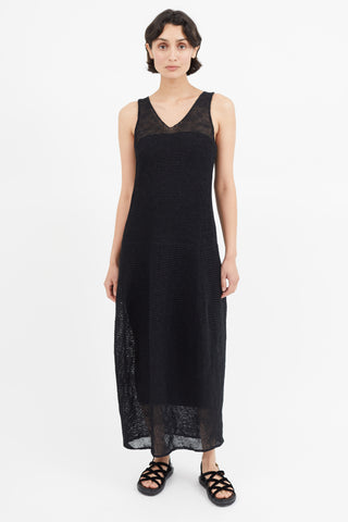 Yohji Yamamoto Black Knit Sleeveless Linen Dress