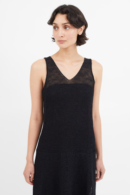 Yohji Yamamoto Black Knit Sleeveless Linen Dress