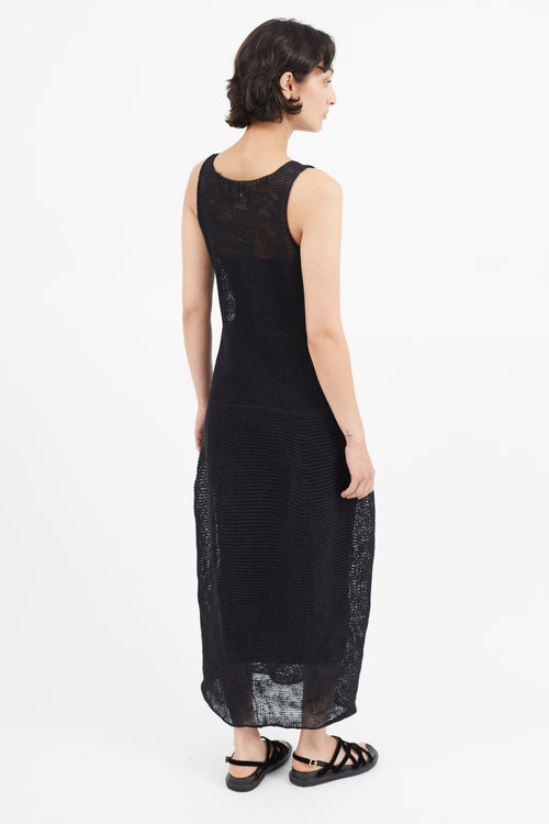 Yohji Yamamoto Black Knit Sleeveless Linen Dress