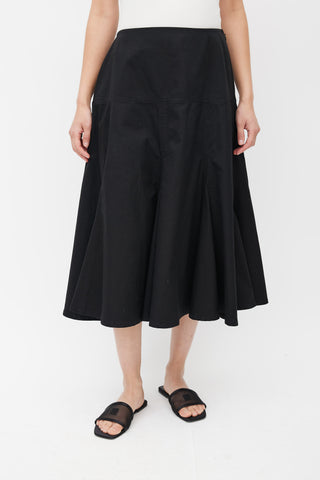 Yohji Yamamoto Black Panelled Midi Skirt