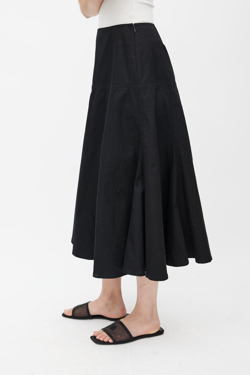 Yohji Yamamoto Black Panelled Midi Skirt