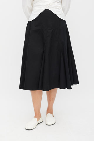 Yohji Yamamoto Black Panelled Ruffled Skirt