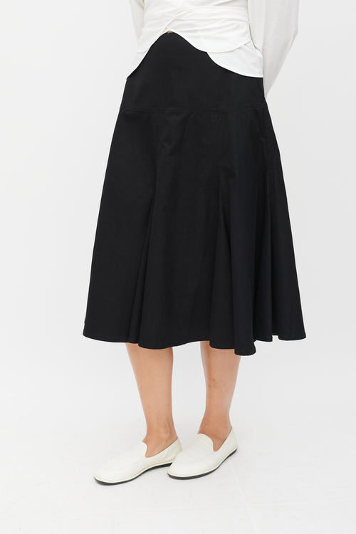 Yohji Yamamoto Black Panelled Ruffled Skirt