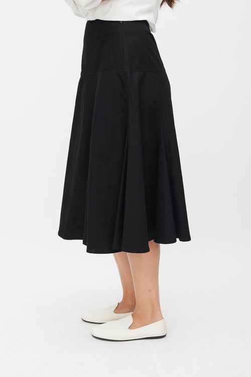 Yohji Yamamoto Black Panelled Ruffled Skirt