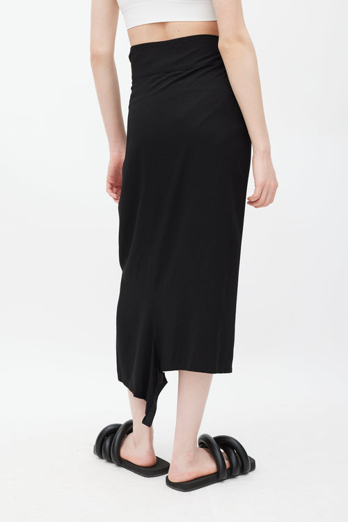 Yohji Yamamoto Black 
Silver Eyelet Tie Skirt