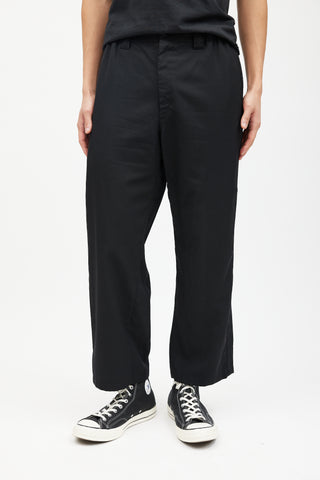 Yohji Yamamoto Black Wool Elasticized Trouser