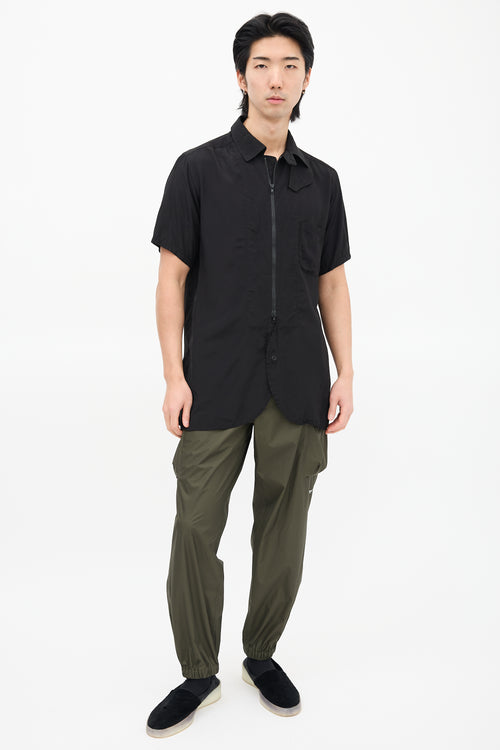 Yohji Yamamoto Black Zip Short Sleeve Shirt