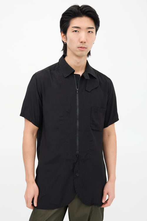 Yohji Yamamoto Black Zip Short Sleeve Shirt