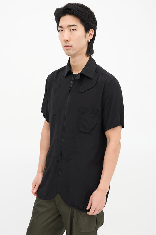 Yohji Yamamoto Black Zip Short Sleeve Shirt