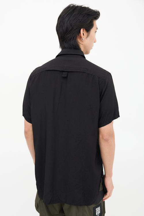 Yohji Yamamoto Black Zip Short Sleeve Shirt