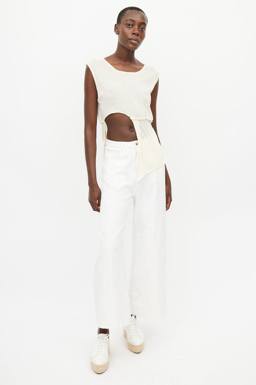 Yohji Yamamoto Cream Cut Out Tank