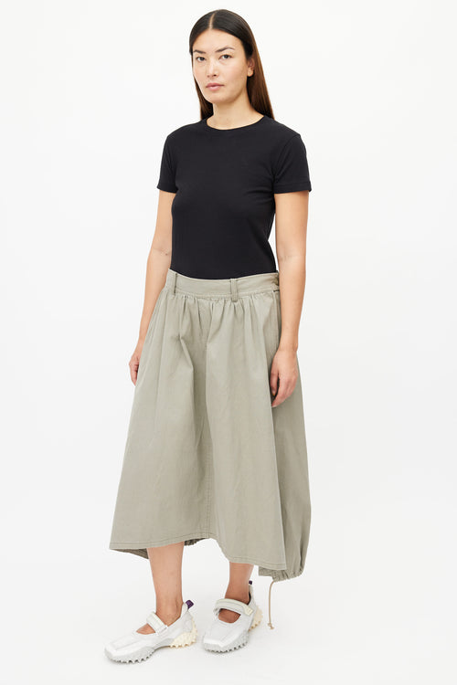 Yohji Yamamoto Washed Green Cargo Skirt