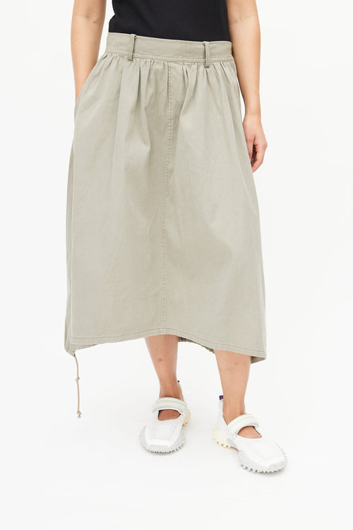 Yohji Yamamoto Washed Green Cargo Skirt