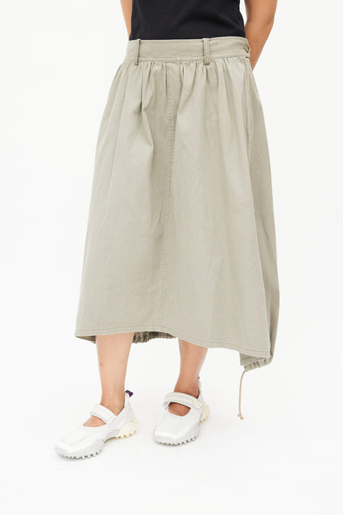 Yohji Yamamoto Washed Green Cargo Skirt