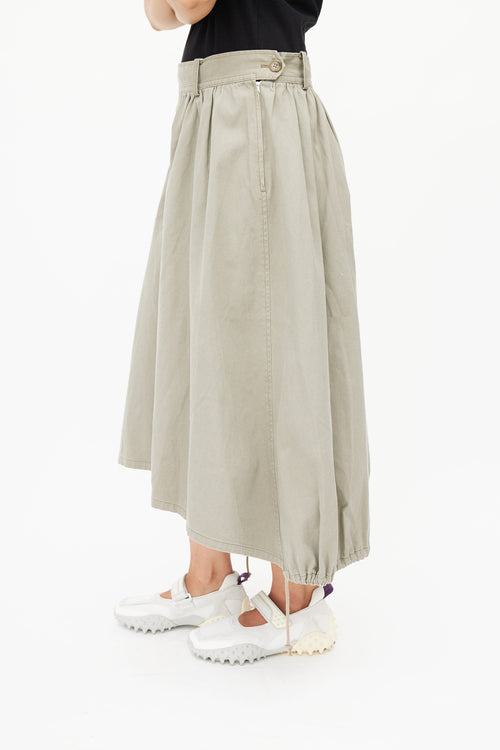 Yohji Yamamoto Washed Green Cargo Skirt