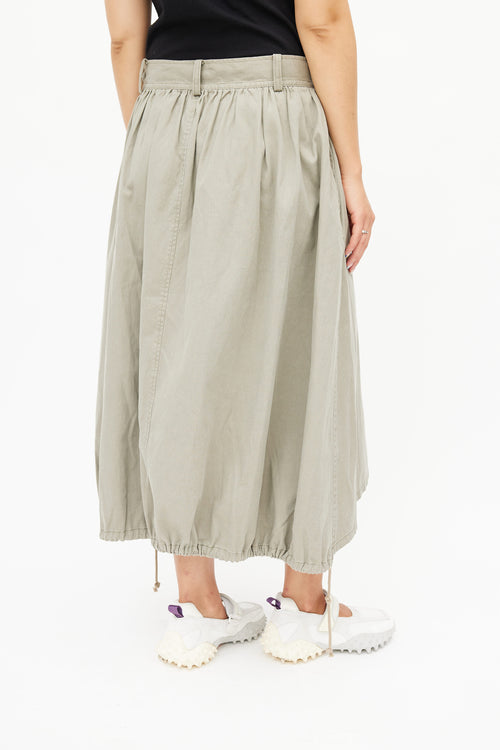 Yohji Yamamoto Washed Green Cargo Skirt