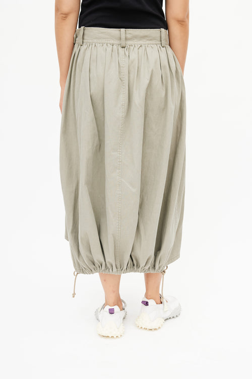 Yohji Yamamoto Washed Green Cargo Skirt