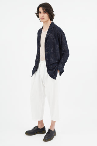 Yohji Yamamoto White Pleated Wide Leg Trouser