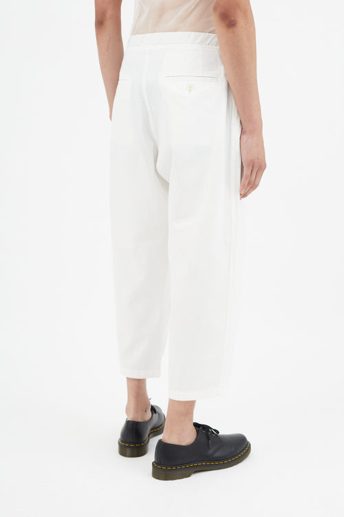 Yohji Yamamoto White Pleated Wide Leg Trouser