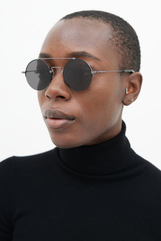 Yohji Yamamoto Black YY7028 Circular Sunglasses