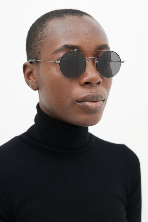 Yohji Yamamoto Black YY7028 Circular Sunglasses