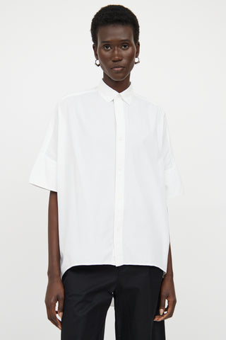 Y
s White Button Collar High Low Top