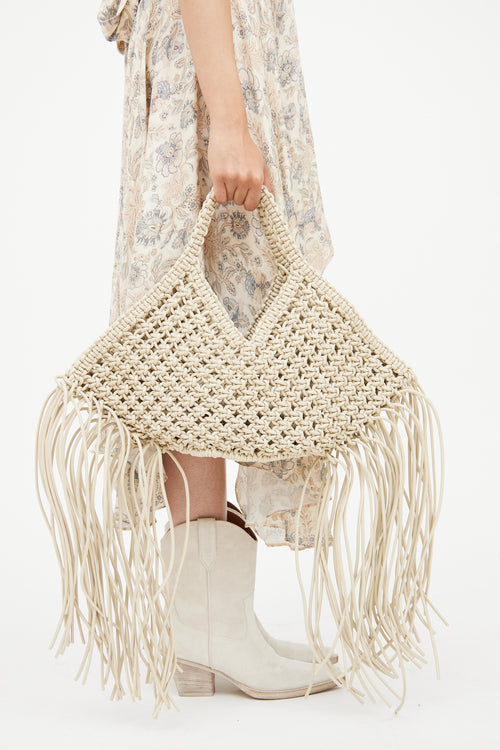 Yuzefi Cream Small Woven Basket Bag