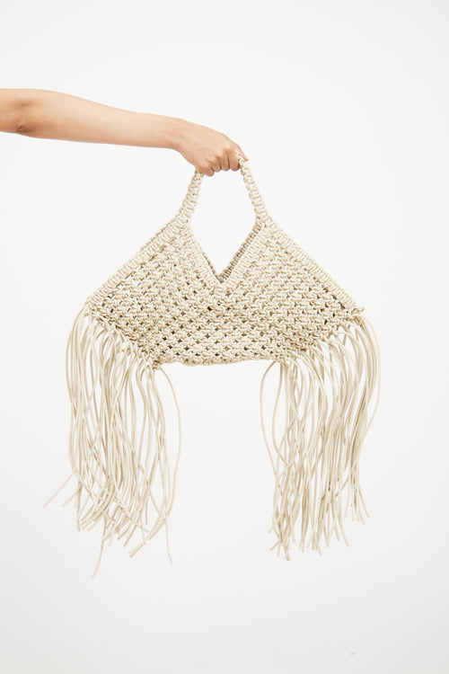 Yuzefi Cream Small Woven Basket Bag