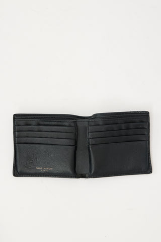 Saint Laurent Black Leather Monogram Bifold Wallet