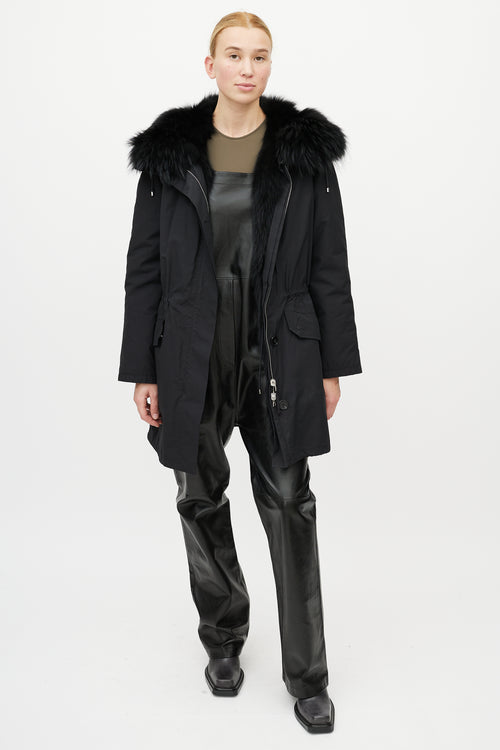 Yves Salomon Black Fur Down Coat