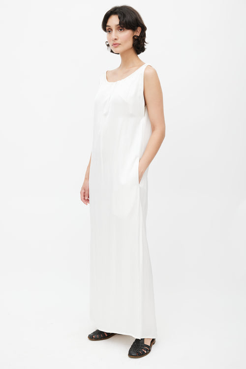 Yves Salomon White Satin Drawstring Dress