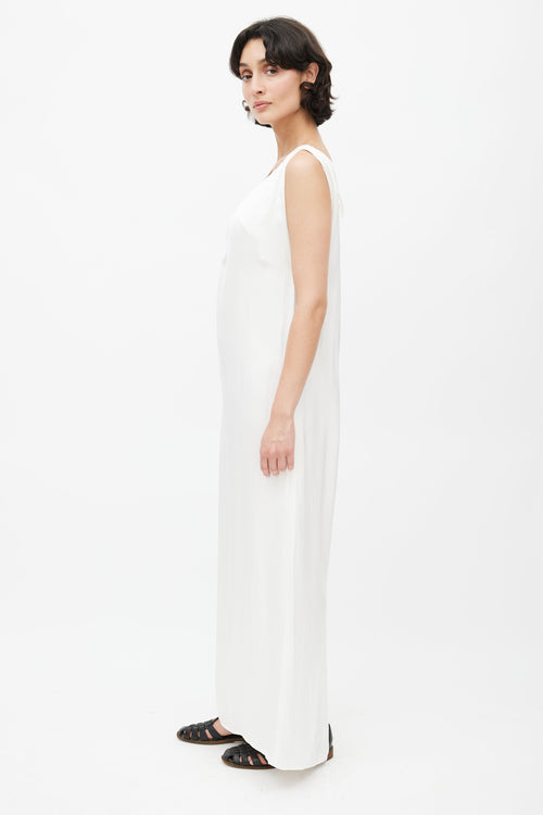 Yves Salomon White Satin Drawstring Dress