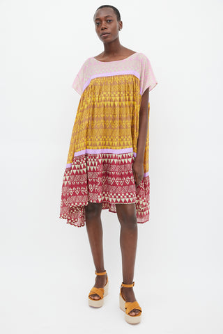 Yvonne S Yellow 
Multicolour Wind Geometric Tiered Dress