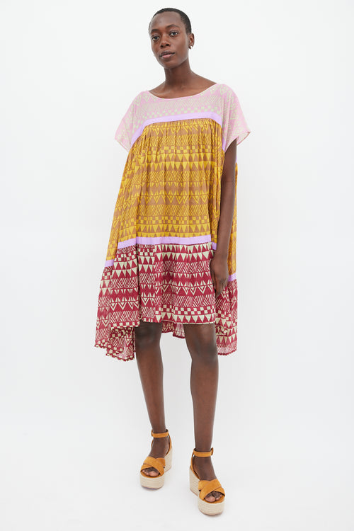 Yvonne S Yellow 
Multicolour Wind Geometric Tiered Dress