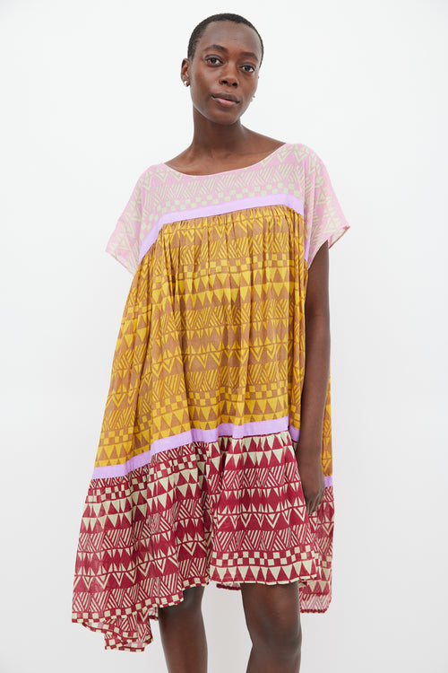 Yvonne S Yellow 
Multicolour Wind Geometric Tiered Dress