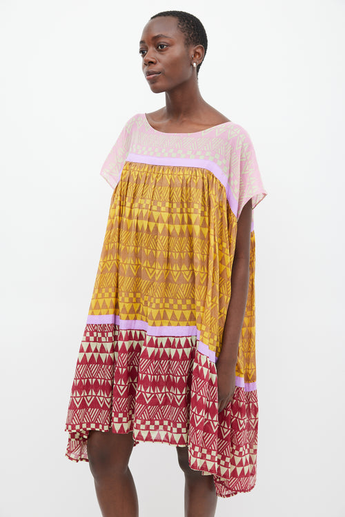 Yvonne S Yellow 
Multicolour Wind Geometric Tiered Dress