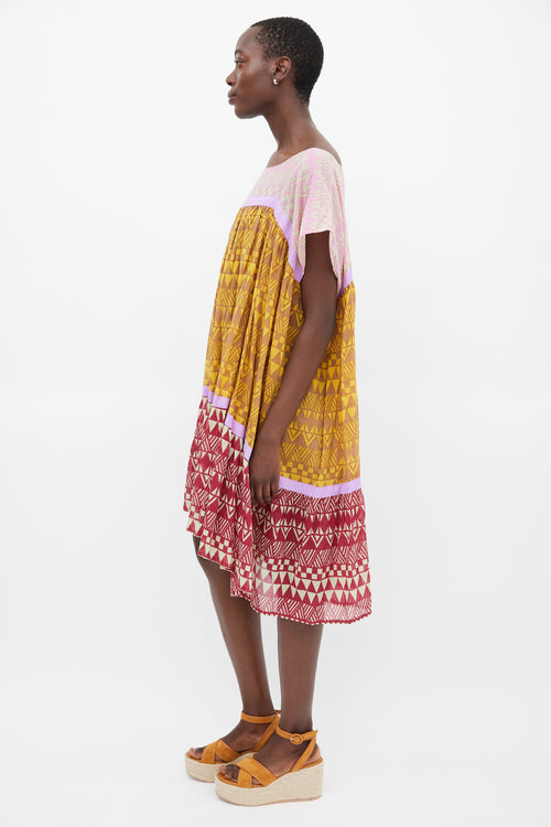 Yvonne S Yellow 
Multicolour Wind Geometric Tiered Dress