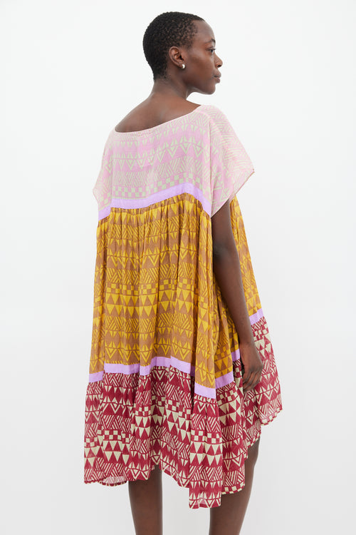 Yvonne S Yellow 
Multicolour Wind Geometric Tiered Dress