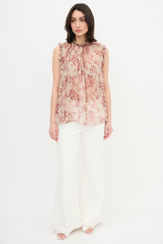 Zimmermann Floral Ruffle Trim Blouse