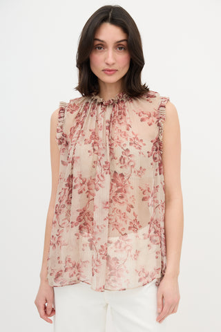 Zimmermann Floral Ruffle Trim Blouse