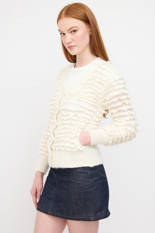 Zimmermann Cream Wool Scallop Frill Cardigan